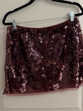 wild fable Burgundy Sequin Mini Skirt